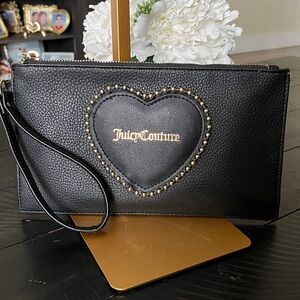 Juicy Couture Black wristlet with gold heart accent
